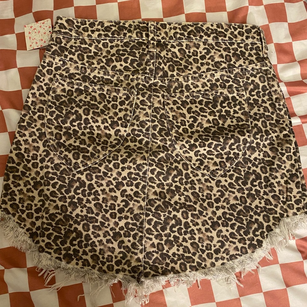 Free People Cheetah Print Denim Skirt - Picture 4 of 5